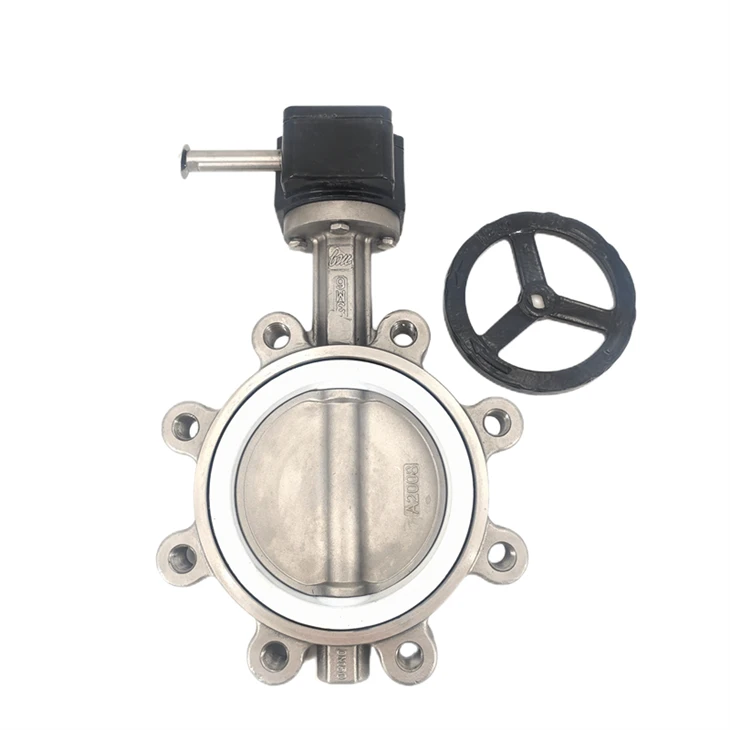 316L Orm Gear Lug Tegund PTFE fiðrildaventill
