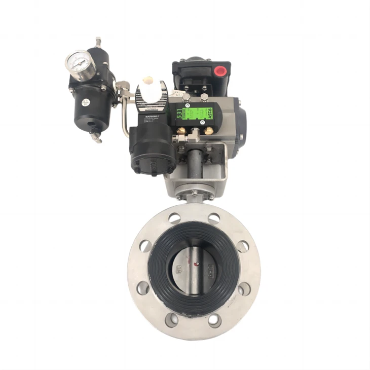 Pneumatic ryðfríu stáli flans fiðrildaventill