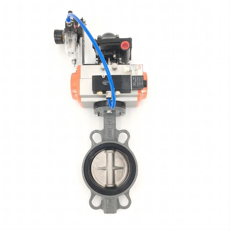 Pneumatic wafer type cast steel butterfly valve back